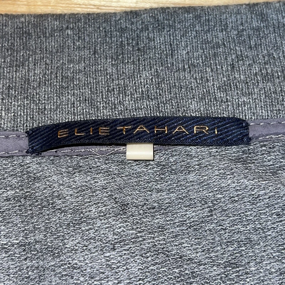 Elie Tahari 灰色全拉链贝壳棉夹克男式 L 码 — 第 3/4 张图片