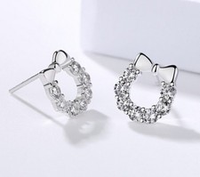 925 Sterling Silver Cubic Zirconia Butterfly Bow Post Stud Earrings Gift Box K12