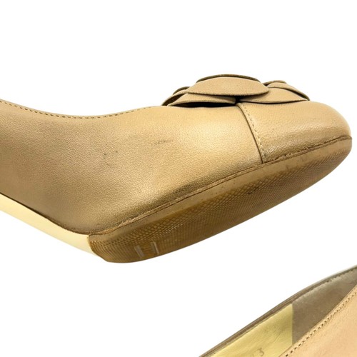 CHANEL Beige Leather Camellia Flower High Heel Shoes Size 38.5 - Picture 17 of 23