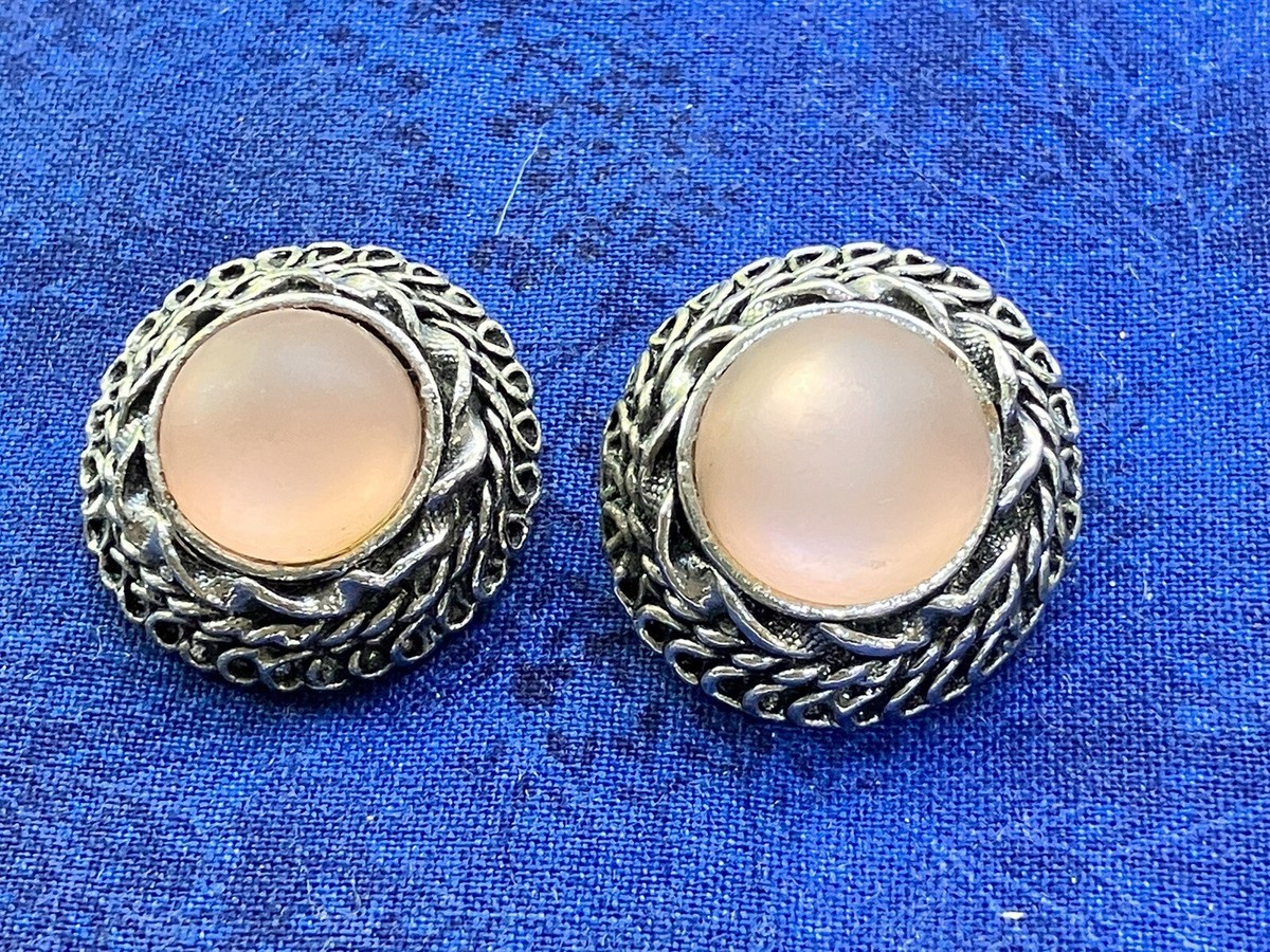 Vintage Barcs Jelly Belly silver tone clip on earrings Patterned