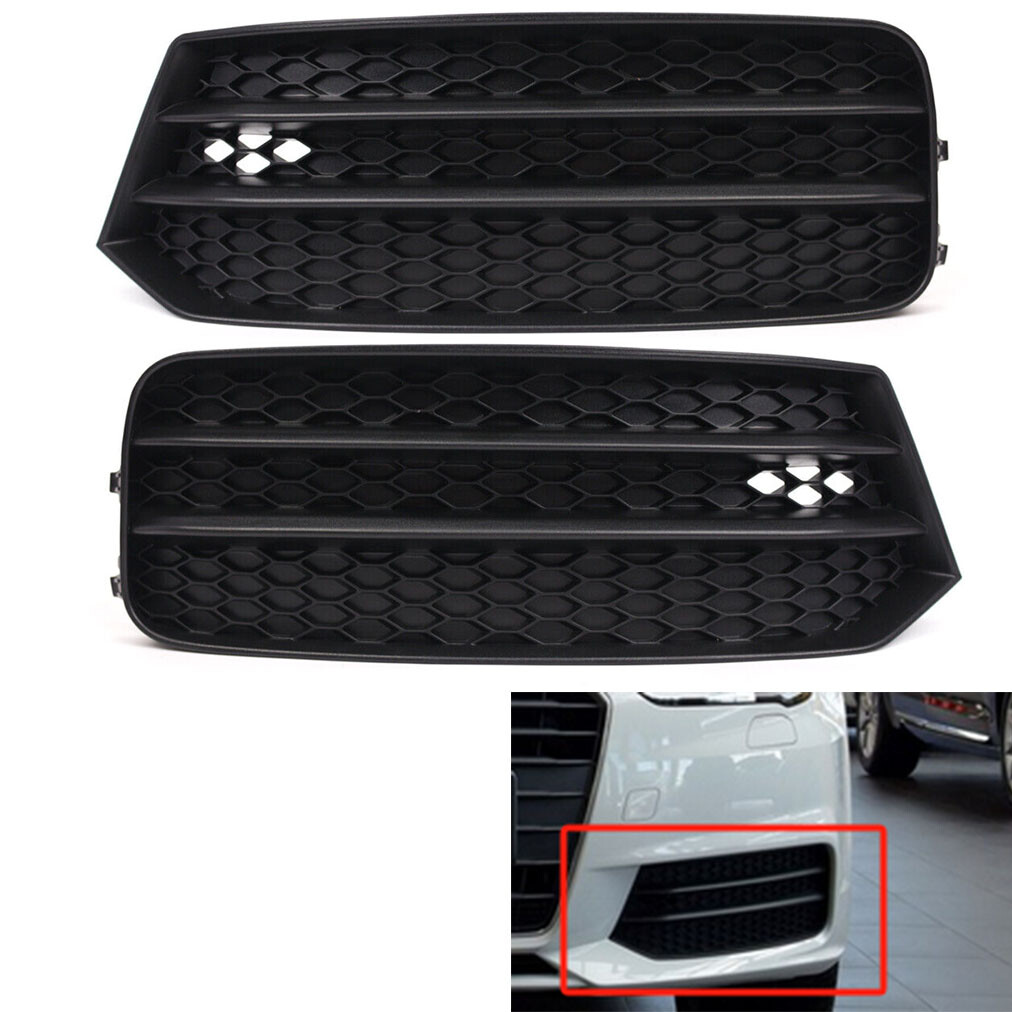 Front Bumper Fog Light Grille Cover For Audi A1 2016-2019 Black Pair