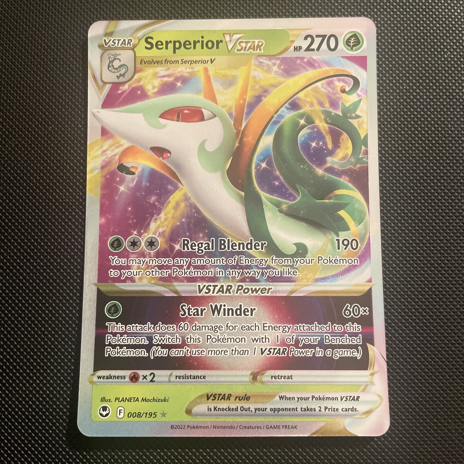 Serperior VSTAR 008/195 Pokémon Silver Tempest Holo Ultra Rare NM