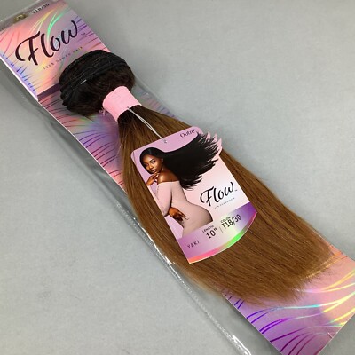 Flow Black Root Brown 10  Yaki Straight 100% Human Hair Extensions by Outre