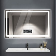 Illuminated LED Bathroom Mirror With Dimmable Led Lights Demister Pad Anti-fog