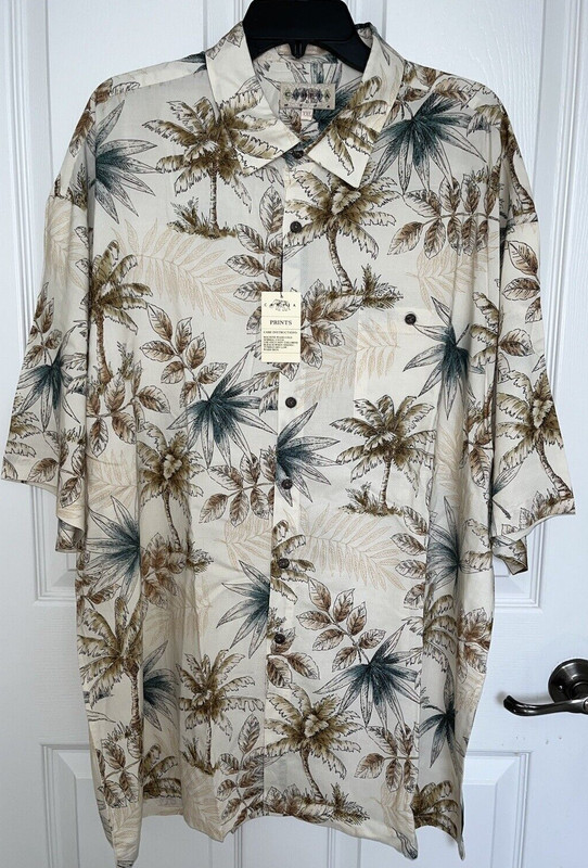 Campia Moda Men’s 2XL XXL S/S Button Down Hawaiian Shirt Palm Trees NWT