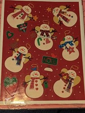 Vintage Hallmark Stickers snowman snowman angels halo wings 1 Sheet