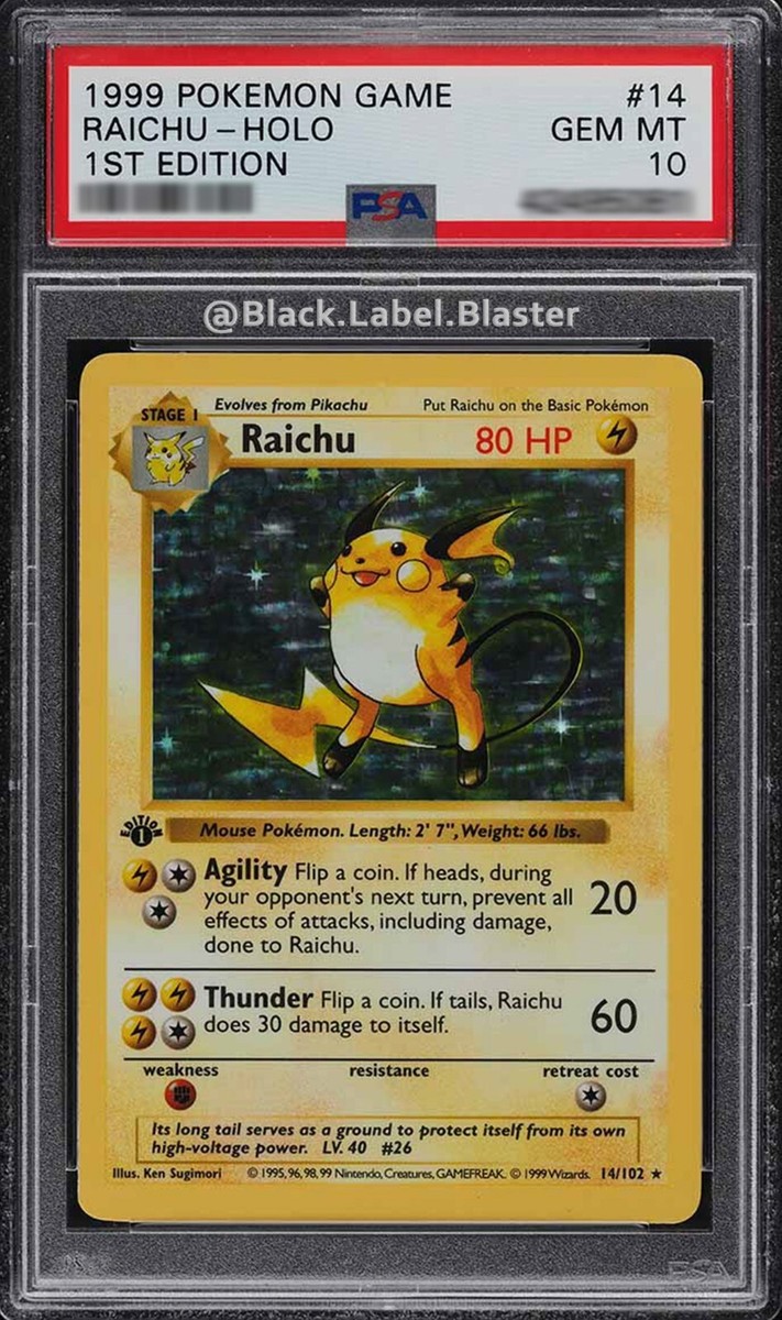 1999 Pokemon Base Set Raichu 1st Edition Shadowless Holo #14