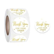 40 ' Thank You For Your Order ' Stickers Gold And White Envelope 1 Inch Round