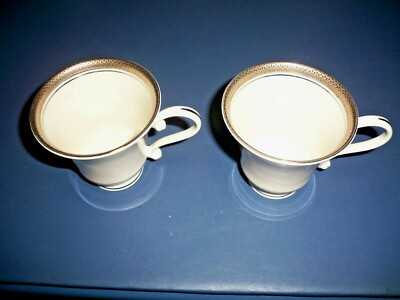 2 - Pickard China Geneva Platinum Trim Ivory Cups