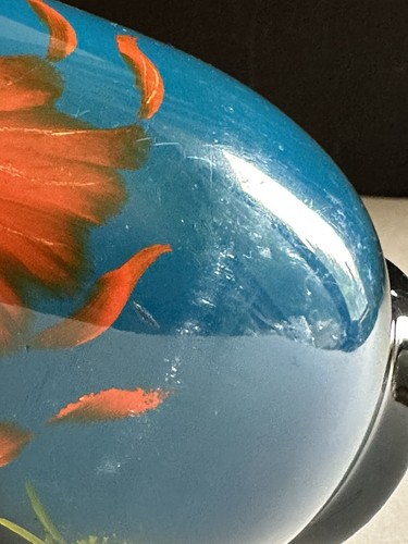Vintage Japanese Koi Fish Lacquered Hand Painted Vase 7.5” Made in Vietnam - Picture 21 of 21