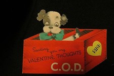 Vintage TERRIER PUP C.O.D. Valentine Card 1940s by: GIBSON