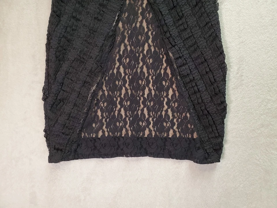 Vestido Vaina GUESS Los Angeles Para Mujer Grande Negro Encaje Floral Sin Mangas Cuello en V Foto 3 de 4