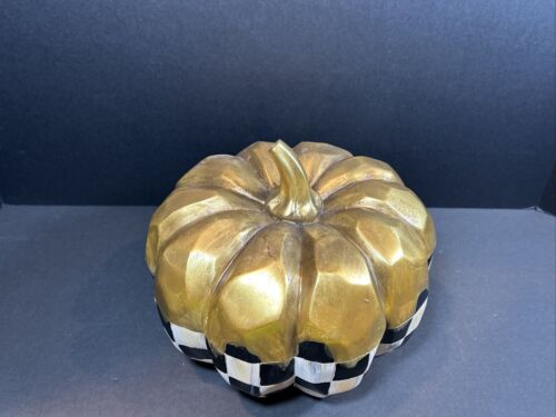 Mackenzie Childs Courtly Check Golden Frost Pumpkin - Picture 2 of 7