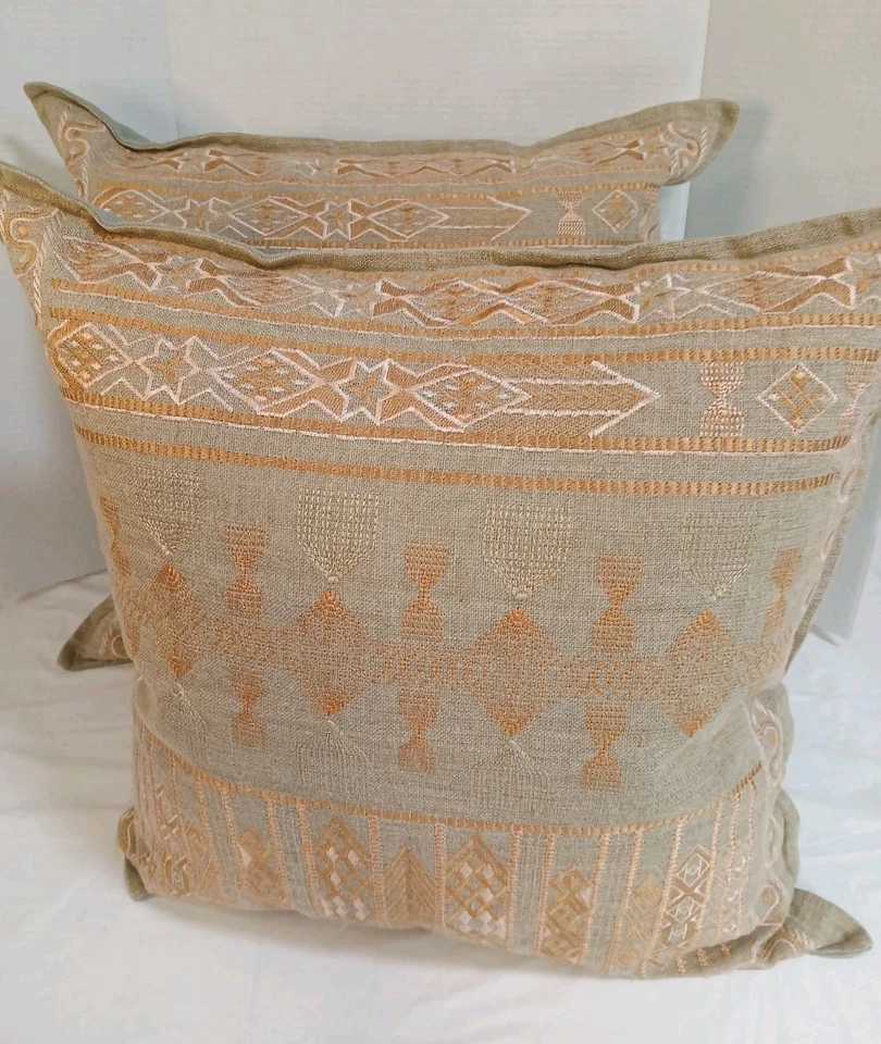 Surya Jizera Decorative Throw Pillow 22L x 22W Embroidered Beige & Gold/ Orange - Image 2 of 4