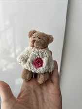 Plush Teddy Bear Sitting Toy with Hand-Knitted Sweater 4  Poseable