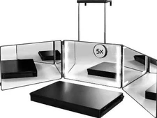 LED 360 Mirror 3 Way Mirror for Self Hair Cutting Adjustable Trifold Barber