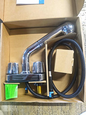 Premier Chrome 4in Centerset 2-Handle Knob Pull-Out Kitchen Faucet w/ Hose