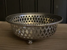 Black Starr & Frost Gorham Sterling Silver Open Salt A288 Pierced Beaded Footed