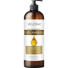 Velona Cod Liver Oil 2FlOz-1Gal 1,000A/100D IU/g Omega 3 A  D3 Norwegian Arctic