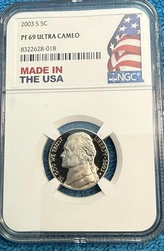 2003-S gem proof Jefferson Nickel. #NGC PF69 Ultra Cameo MADE IN THE USA. #q018