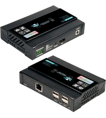 Basicolor 4K60Hz HDMI KVM USB Extender Over Cat6 196Ft Plug&Play 4xUSB2.0 Read