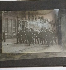 Plaque De Verre Photo 10x9 Défilé De Sapeurs Pompiers En Armes Tenue 1895