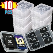 10Pcs Micro SD SDHC Memory Card Case Holder Box Storage Hard Plastic Transparent