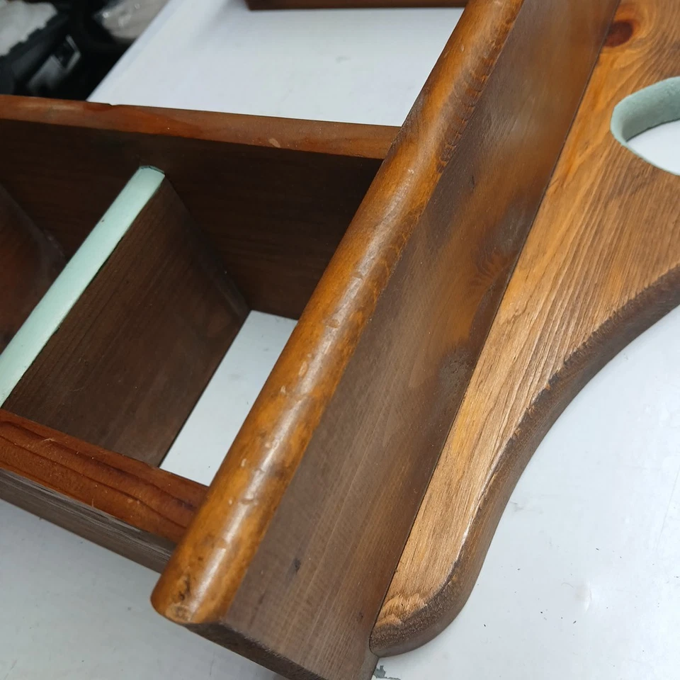 De Colección Hecho a Mano Roble Macizo Granja Estante de Pared 191/2"x14"x4" Corazón Curiosidad 5 Estantes Foto 2 de 4