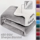 Heavy Thick Sherpa Fleece Blanket Throw Twin Queen Soft Reversible Bed Blankets