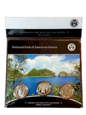 2020  America the Beautiful, 3 Coin Quarter Set. National Park of American Samoa