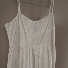 A New Day White Eyelet Smocked Midi Sundress Sweetheart Neck Spaghetti S