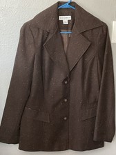 Sag Harbor Women  s Dark Brown Speckled Blazer Lined Size 12
