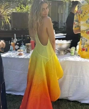 Zimmermann Wonderland Waterfall  SZ 0 AU/UK8-4US Hi-Lo Dress Yellow Orange Ombre