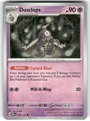 Dusclops Common SV: Prismatic Evolutions 036/131 NM