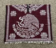 Poncho-Serape- Gab n Handmade Mexico Wool Reversible Horse-Mexican Emblem.