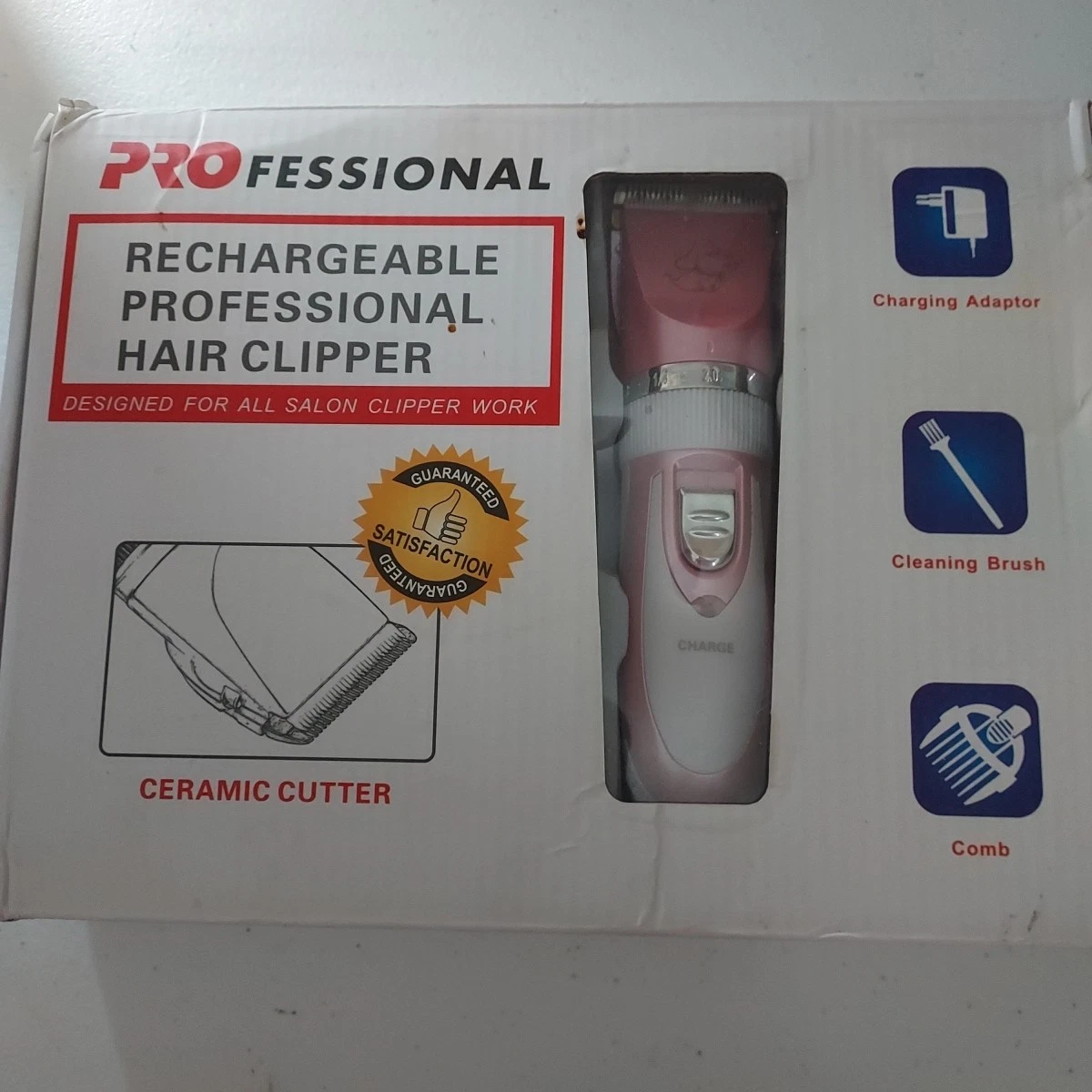 Professional Pink Pet Hair Clipper Rechargeable Low Noise Cordless- Used/Clean