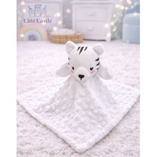 Cute Castle White Tiger Minky Lovey Security Blanket 12  Baby Unisex J