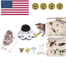 Cat Laser Toy, 2-in-1 Interactive Automatic Motion Activated Moving 8 Holes W...