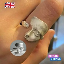 925 Sterling Silver Adjustable Sanding Face Ring Valentine Gift For Her