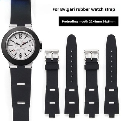 Waterproof Rubber Foldable Watch Band Mens Strap 22x8 24x8mm for Bvlgari Diagono