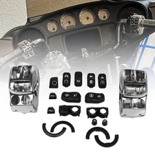Handlebar Control Switch Housing Cover +13x Button Caps For Harley Street Glide
