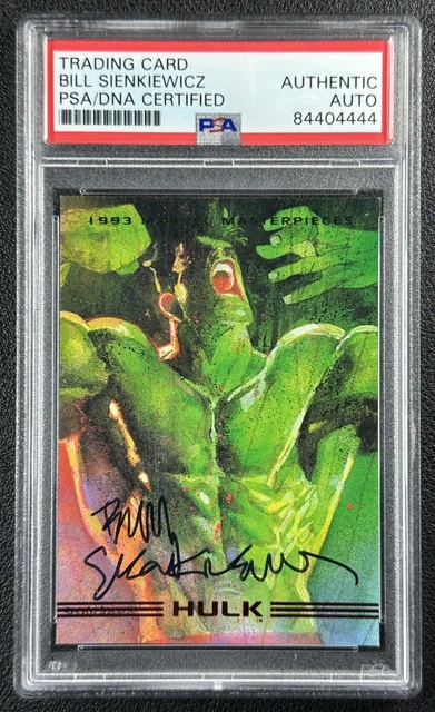 BILL SIENKIEWICZ PSA DNA AUTH 1993 MARVEL MASTERPIECES THE HULK AUTOGRAMM AUTO
