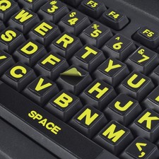 2PCS Large Letter Keyboard Stickers Yellow High Contrast Universal Laptop PC