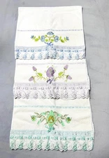 VTG Eurotex Hand Towels Set of 3 White Cotton Embroidered Floral Lace Trimmed