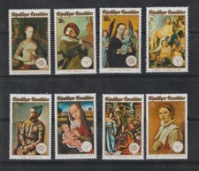 AUG-FREE SHIPPING-RWANDA MNH SET SC#594-601 PAINTINGS SCV$3.75 NICE SET