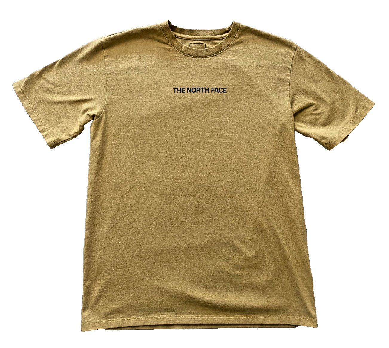 The North Face Men’s Medium T-Shirt Mustard Gold Embroidered Back Logo Graphic
