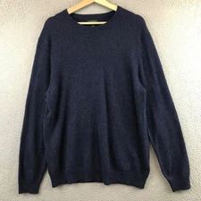 Club Room Luxury Cashmere Sweater Mens Size L Navy Blue Crew Neck Pullover