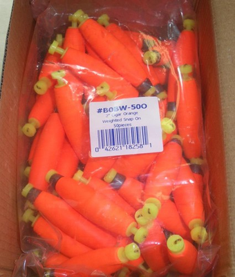 #ad Betts B0BW 50O 2quot; Weighted SnapOn Foam Fluorescent Cigar Float Orange Bag of 50 $54.68