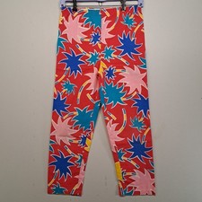 Vintage Andover Togs Capri Pants Size S 8 Red Bold Floral Star Print Made in USA