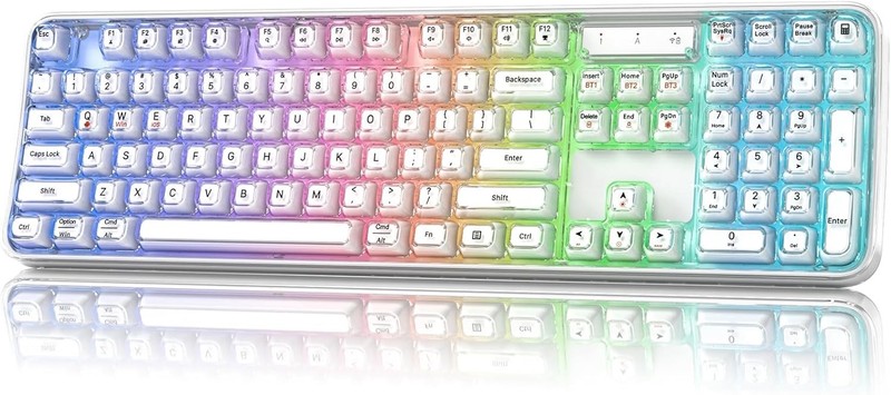 MOFII Wireless Computer Keyboard with RGB Backlit, Tri-Mode Bluetooth 5.0/USB-C/